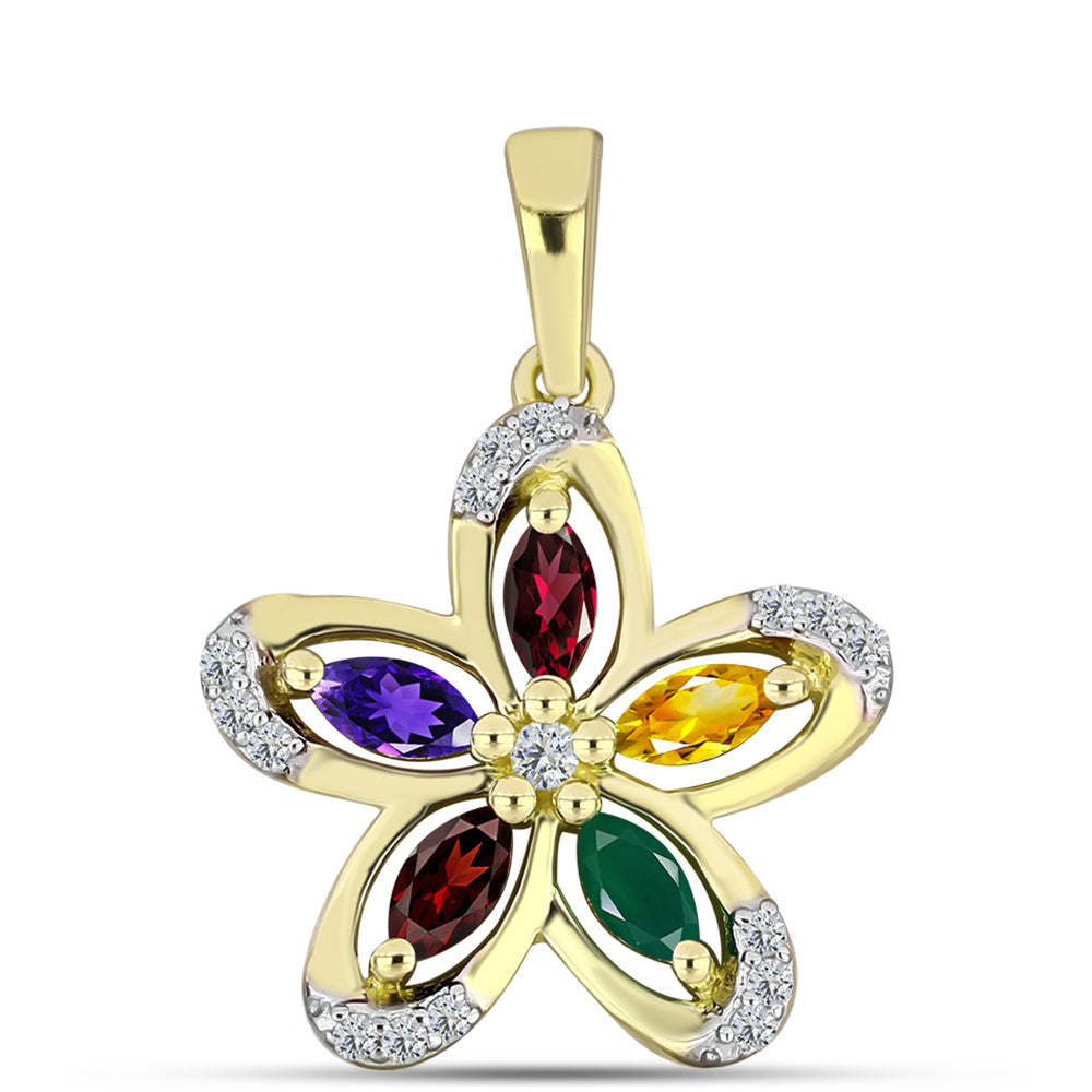 Goldplattierter Silberanhänger mit marokkanischem Amethyst und Zitrin aus dem Ural 1 