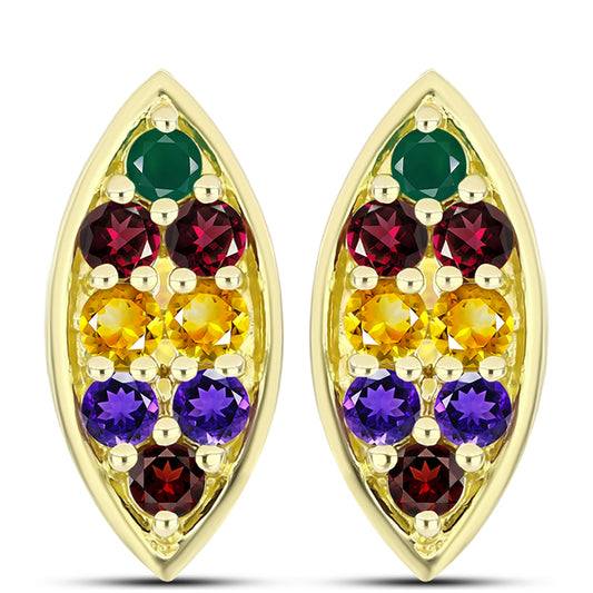 Goldplattierte Silberohrringe mit marokkanischem Amethyst und Zitrin aus dem Ural