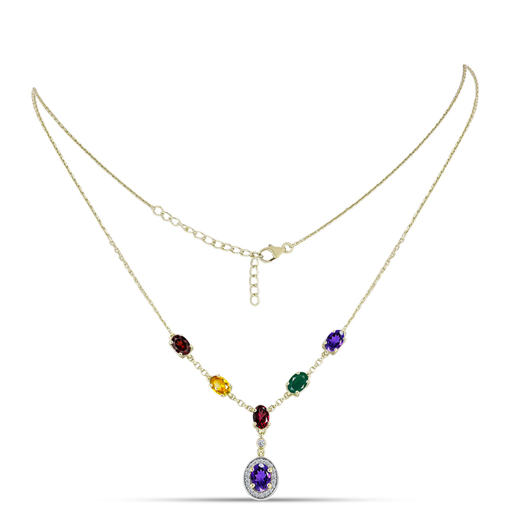 Goldplattierte Silberhalskette mit marokkanischem Amethyst