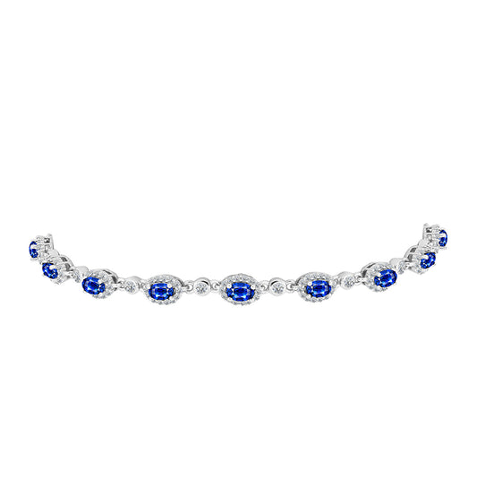 Silberarmband mit australischem blauem Saphir und weißem Topas