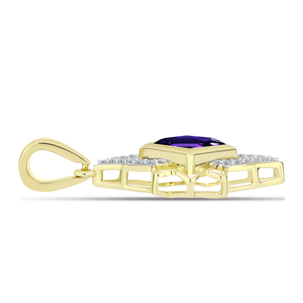 Goldplattierter Silberanhänger mit marokkanischem Amethyst und weißem Topas 2 