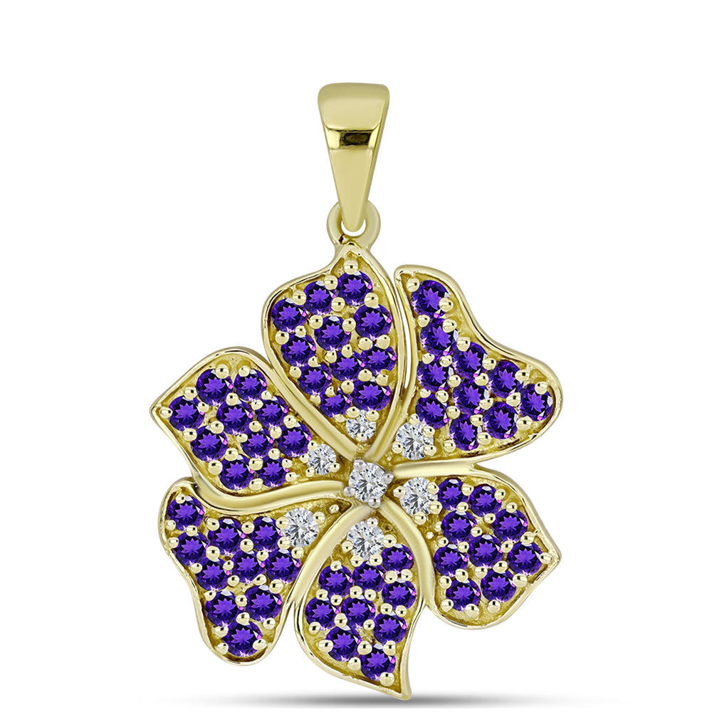 Goldplattierter Silberanhänger mit marokkanischem Amethyst und weißem Topas