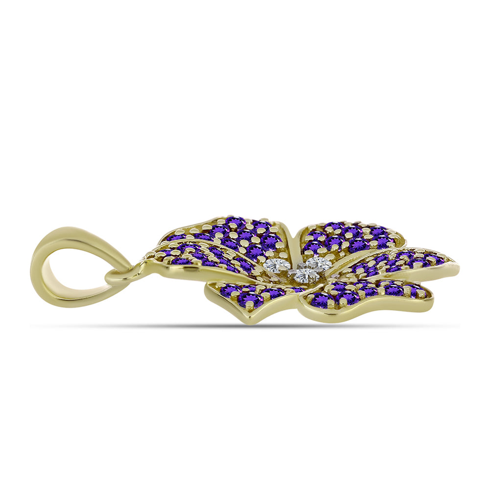 Goldplattierter Silberanhänger mit marokkanischem Amethyst und weißem Topas 2 