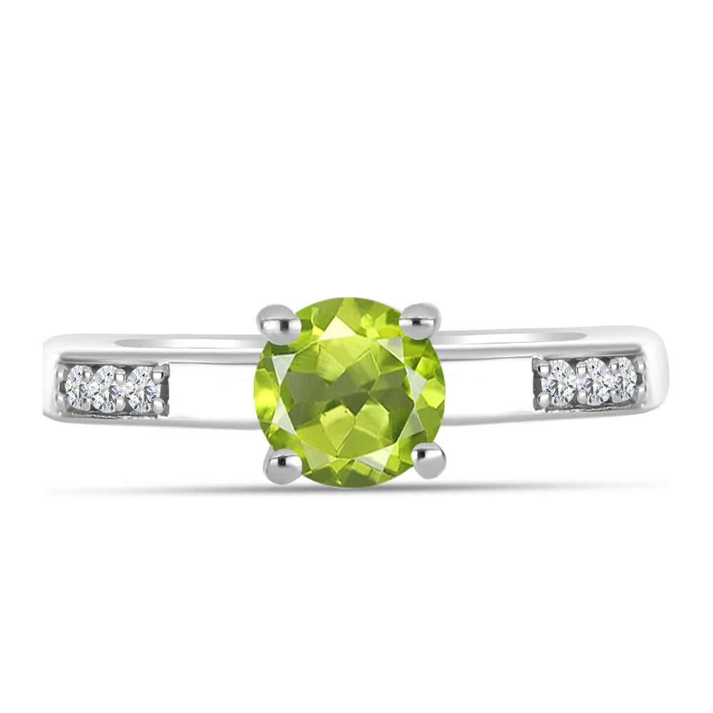 Silberring mit Peridot aus Changbai und weißem Topas 1 