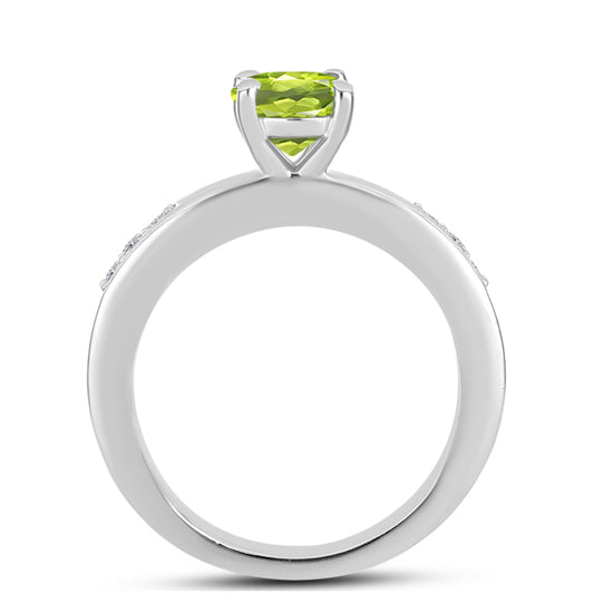 Silberring mit Peridot aus Changbai und weißem Topas