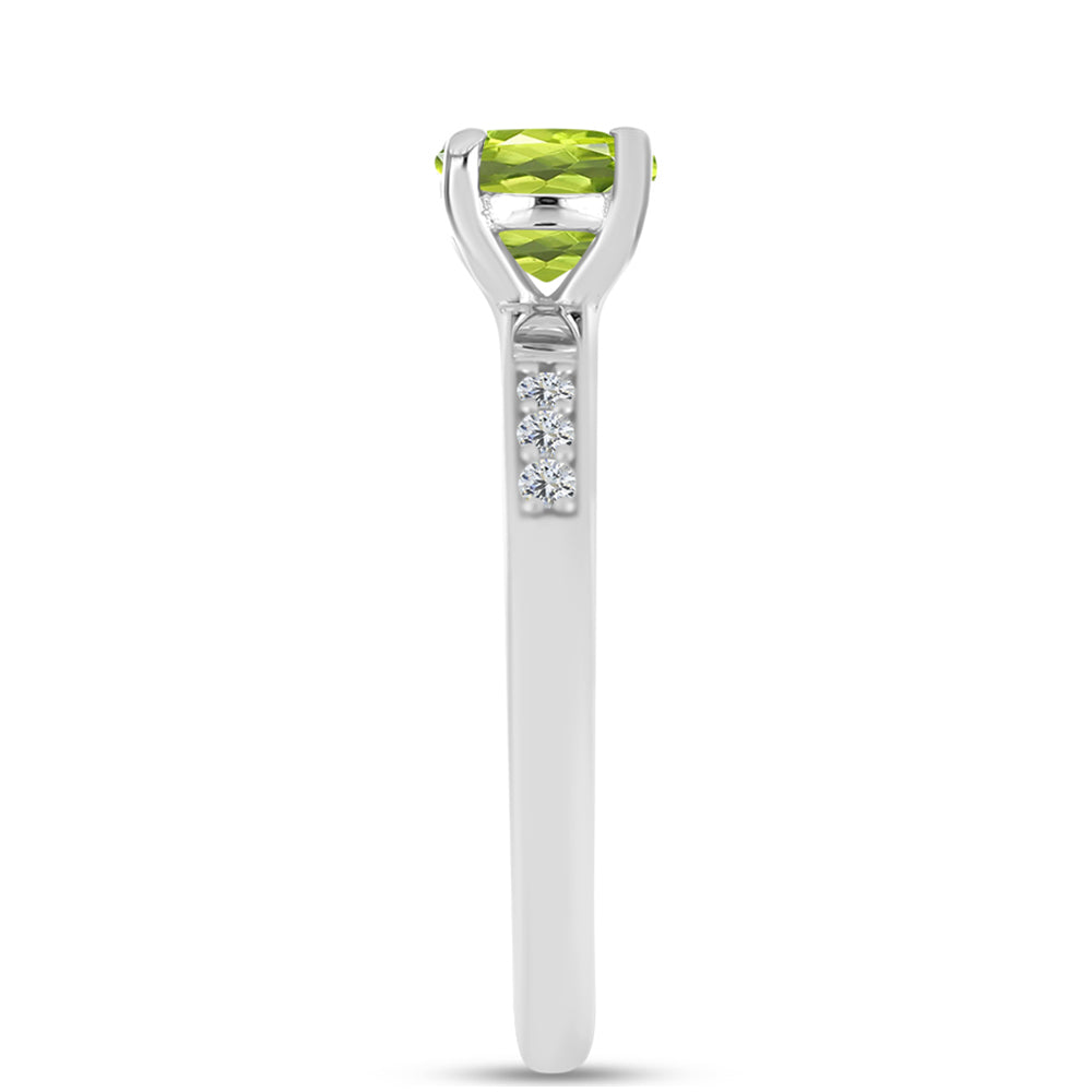 Silberring mit Peridot aus Changbai und weißem Topas