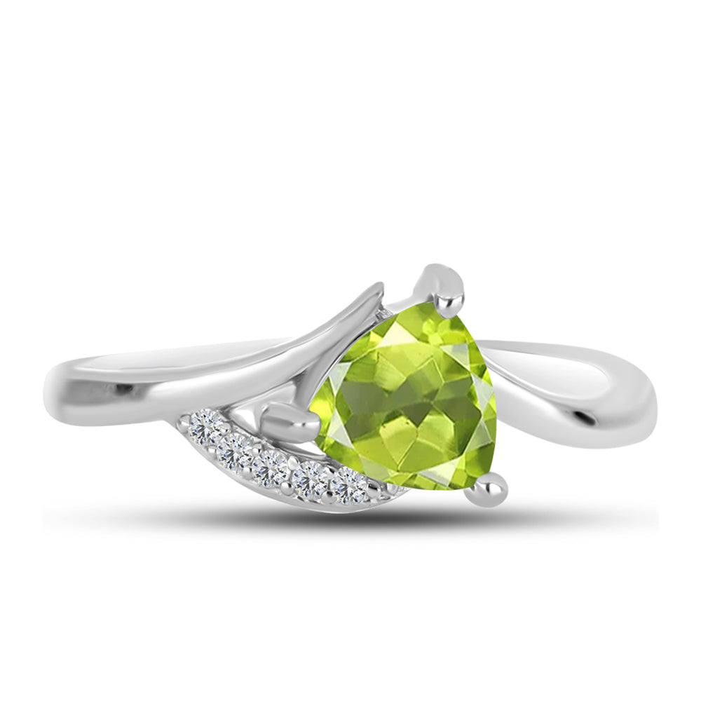 Silberring mit Peridot aus Changbai und weißem Topas