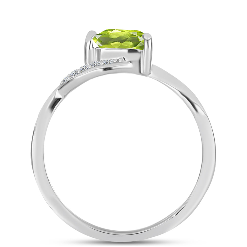 Silberring mit Peridot aus Changbai und weißem Topas