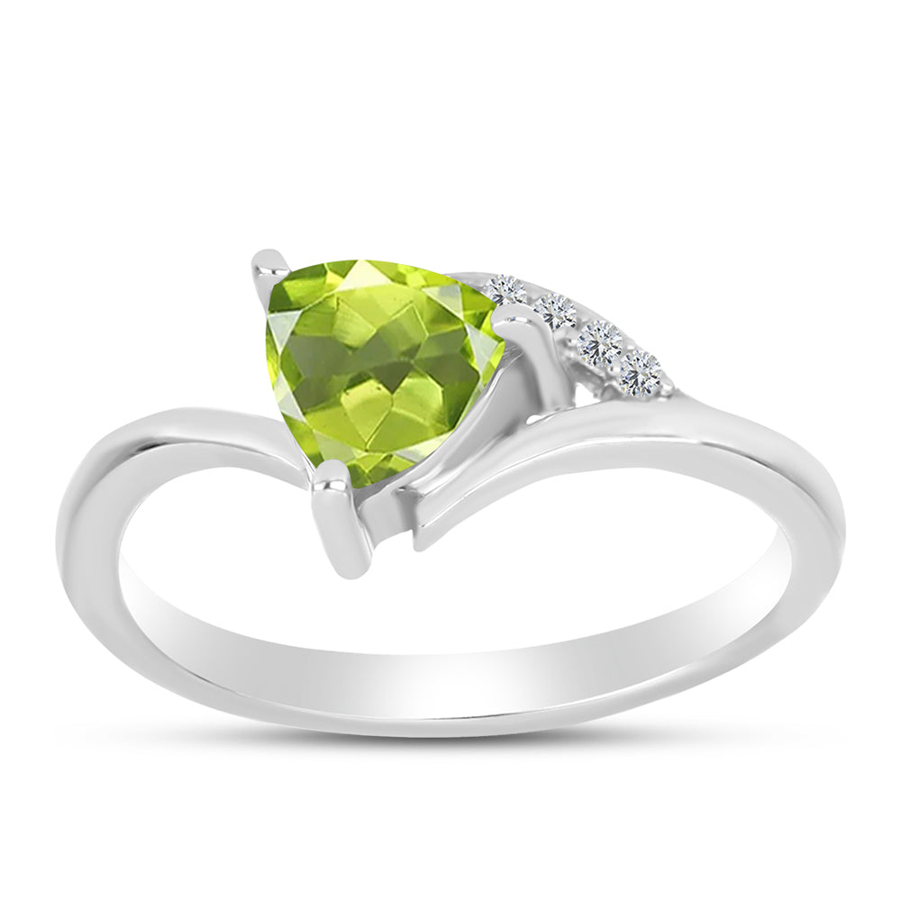 Silberring mit Peridot aus Changbai und weißem Topas