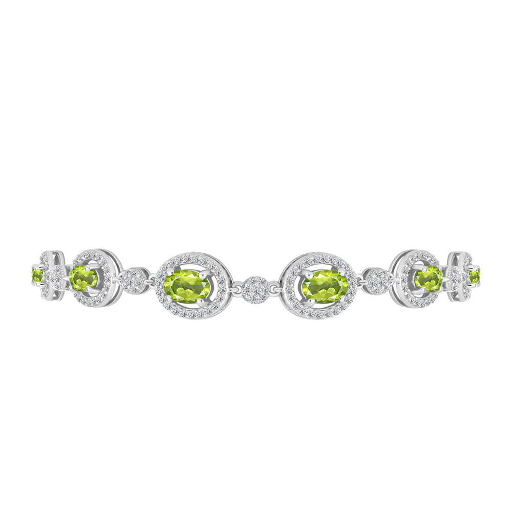 Silberarmband mit Peridot aus Changbai und weißem Topas 2 