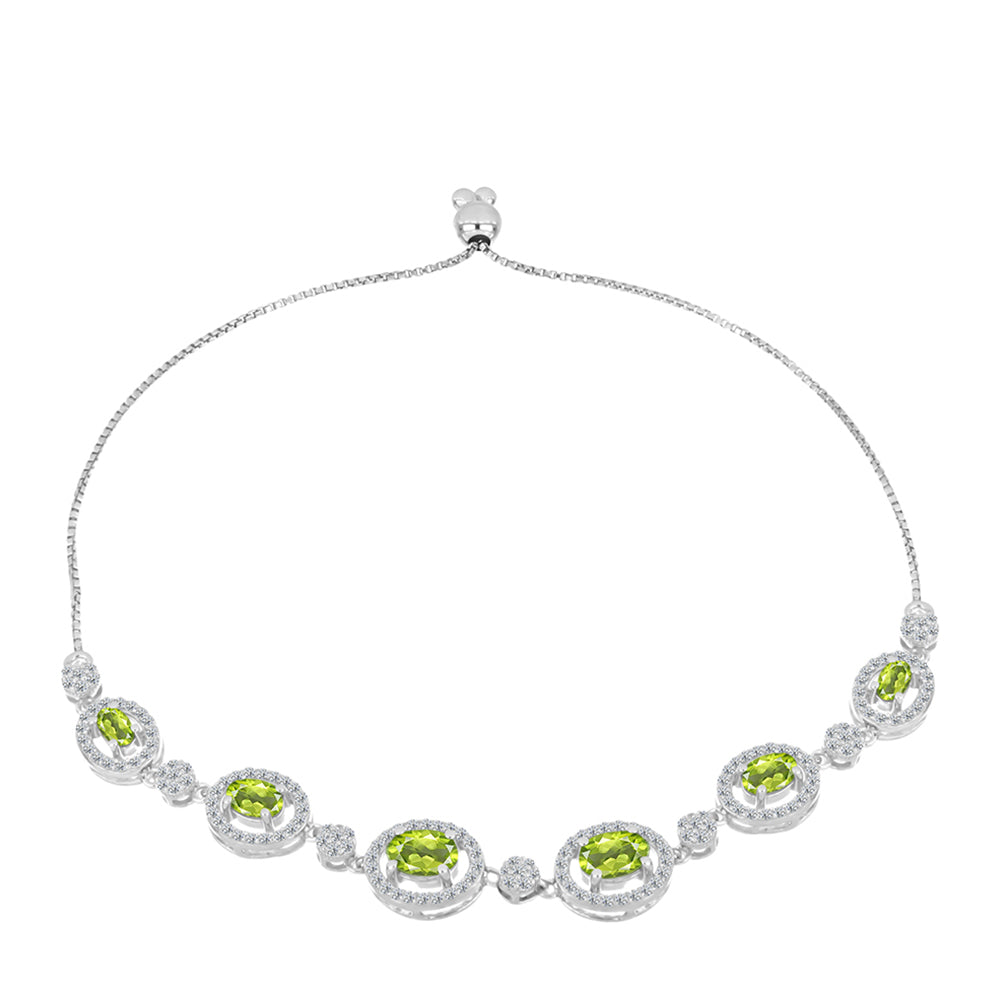 Silberarmband mit Peridot aus Changbai und weißem Topas 1 