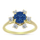 Goldplattierter Silberring mit blauer Druse und weißem Topas