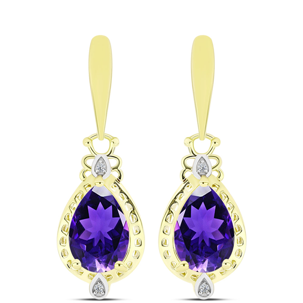 Goldplattierte Silberohrringe mit marokkanischem Amethyst und weißem Topas