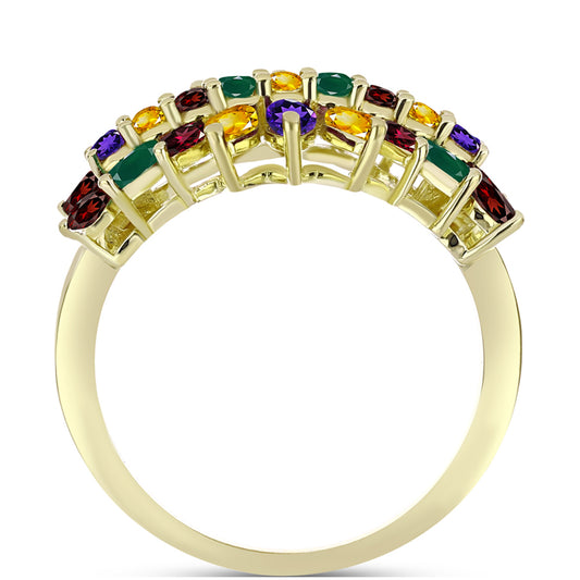Goldplattierter Silberring mit marokkanischem Amethyst und Zitrin aus dem Ural