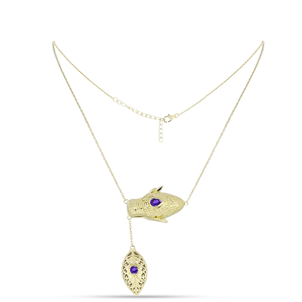 Goldplattierte Silberhalskette mit marokkanischem Amethyst 1 