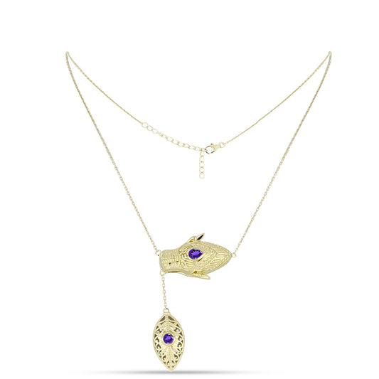 Goldplattierte Silberhalskette mit marokkanischem Amethyst