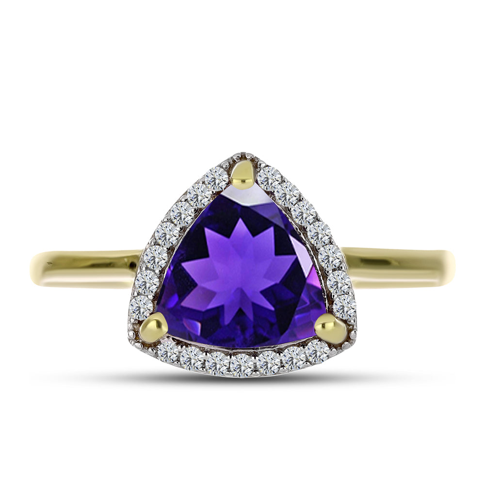 Goldplattierter Silberring mit marokkanischem Amethyst und weißem Topas 1 