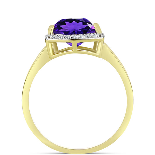 Goldplattierter Silberring mit marokkanischem Amethyst und weißem Topas