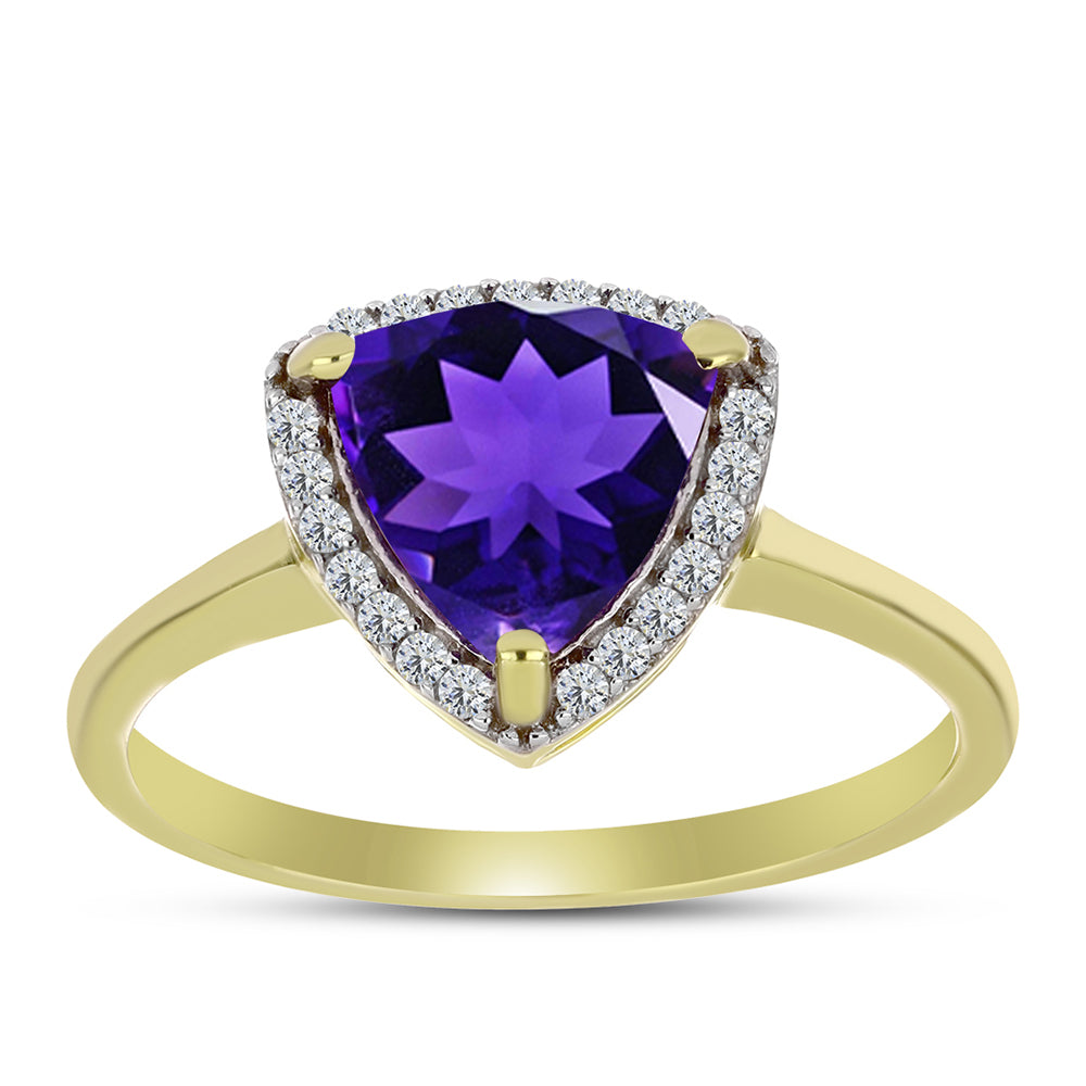 Goldplattierter Silberring mit marokkanischem Amethyst und weißem Topas 3 