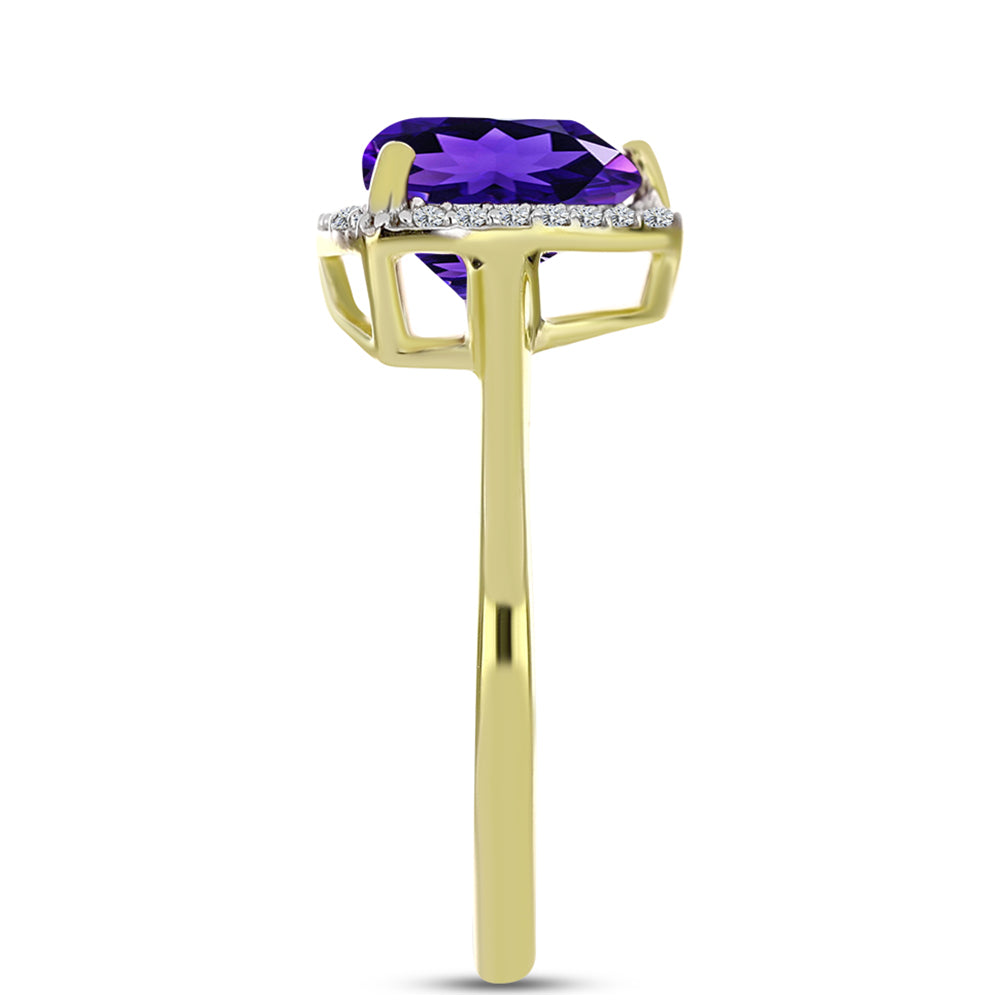 Goldplattierter Silberring mit marokkanischem Amethyst und weißem Topas 4 