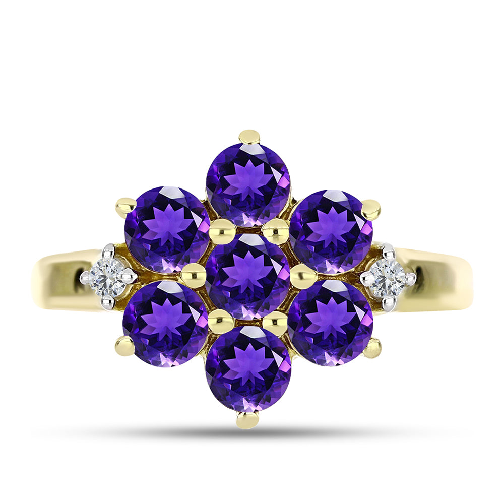 Goldplattierter Silberring mit marokkanischem Amethyst und weißem Topas 1 