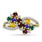 Goldplattierter Silberring mit marokkanischem Amethyst und Zitrin aus dem Ural