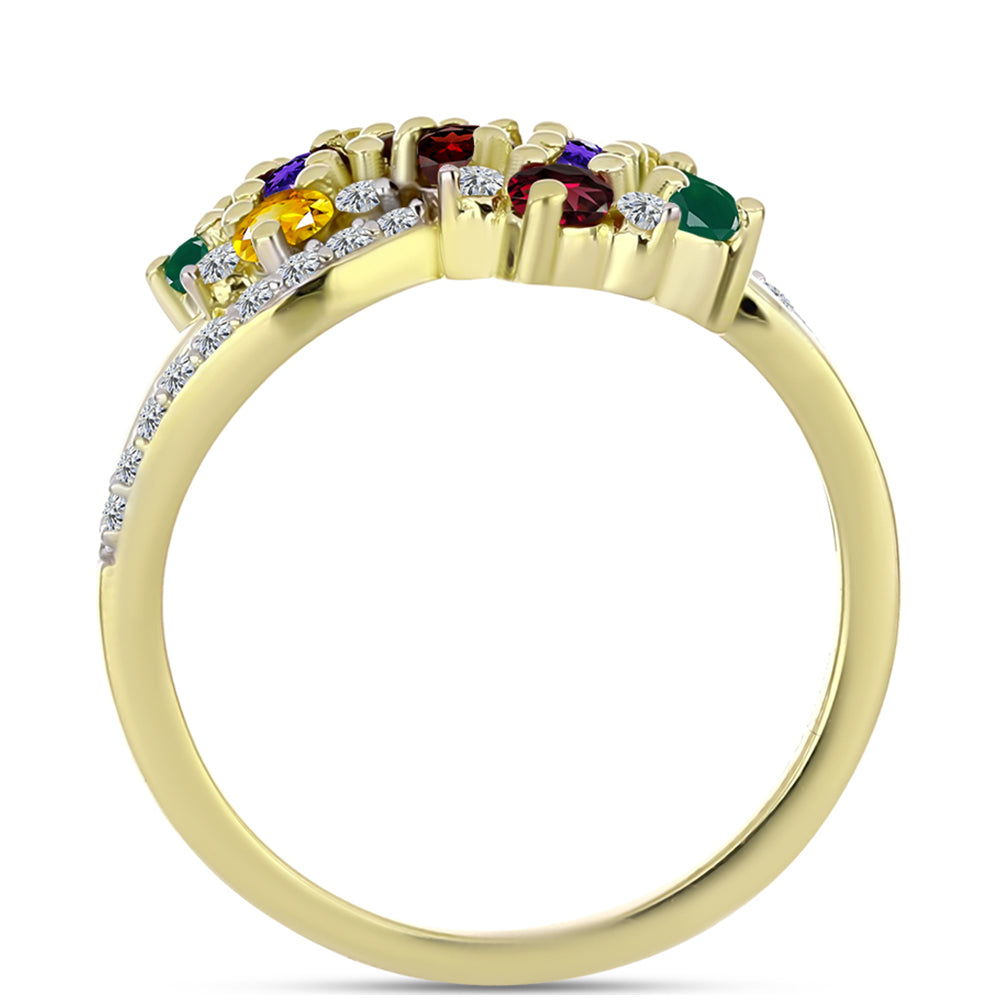 Goldplattierter Silberring mit marokkanischem Amethyst und Zitrin aus dem Ural