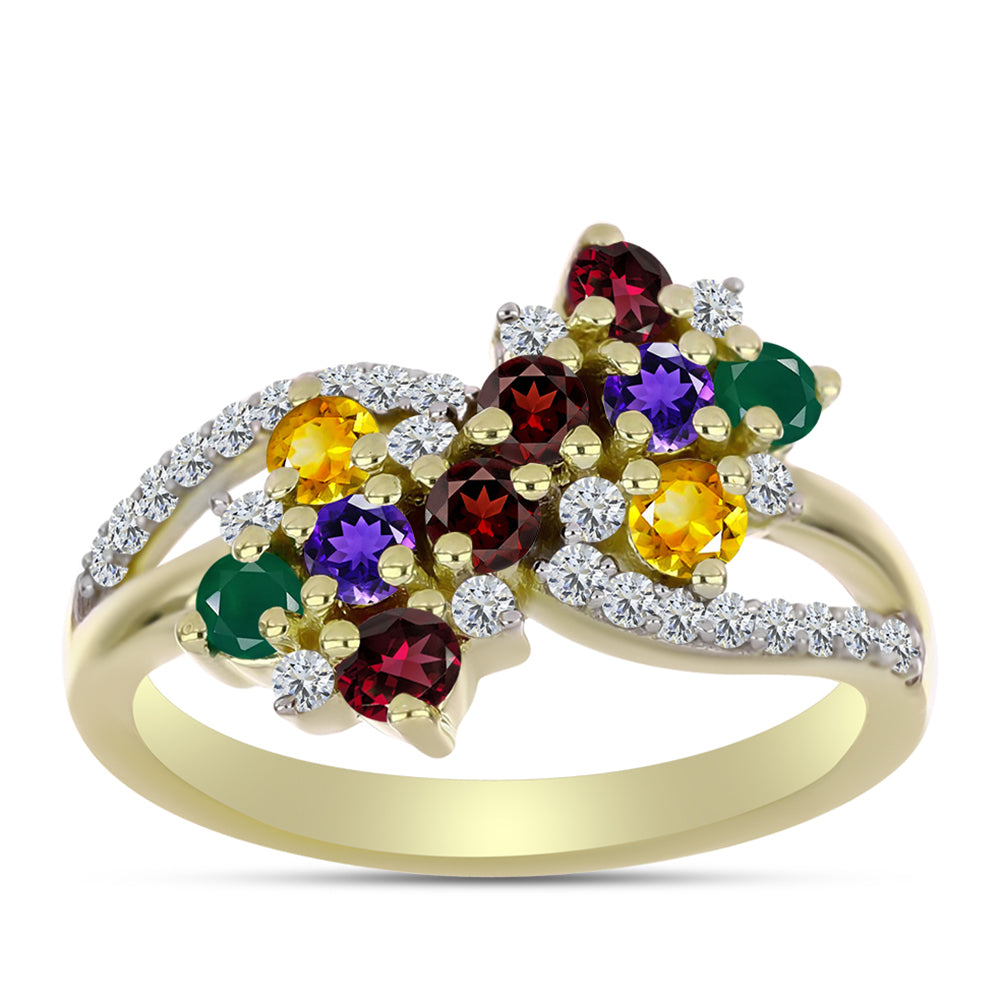 Goldplattierter Silberring mit marokkanischem Amethyst und Zitrin aus dem Ural 3 