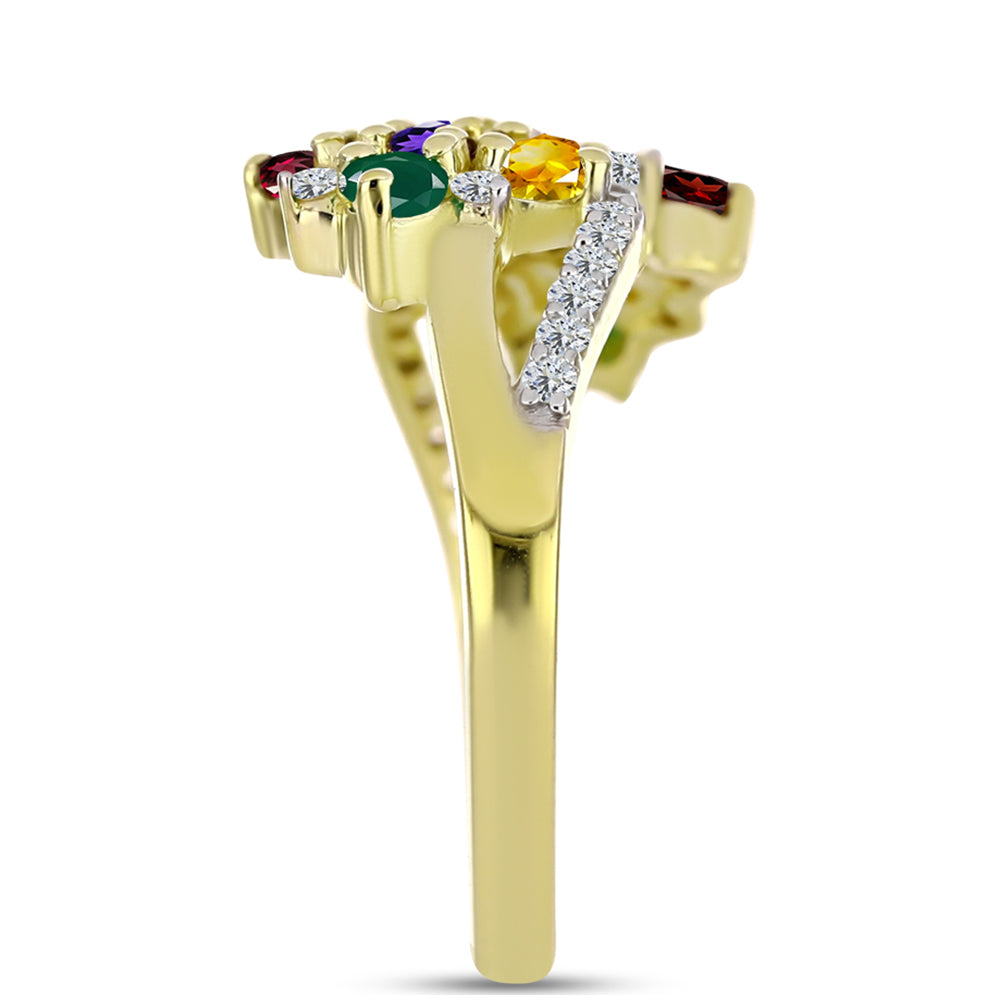 Goldplattierter Silberring mit marokkanischem Amethyst und Zitrin aus dem Ural 4 