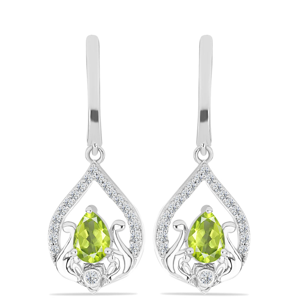 Silberohrringe mit Peridot aus Changbai und weißem Topas 1 