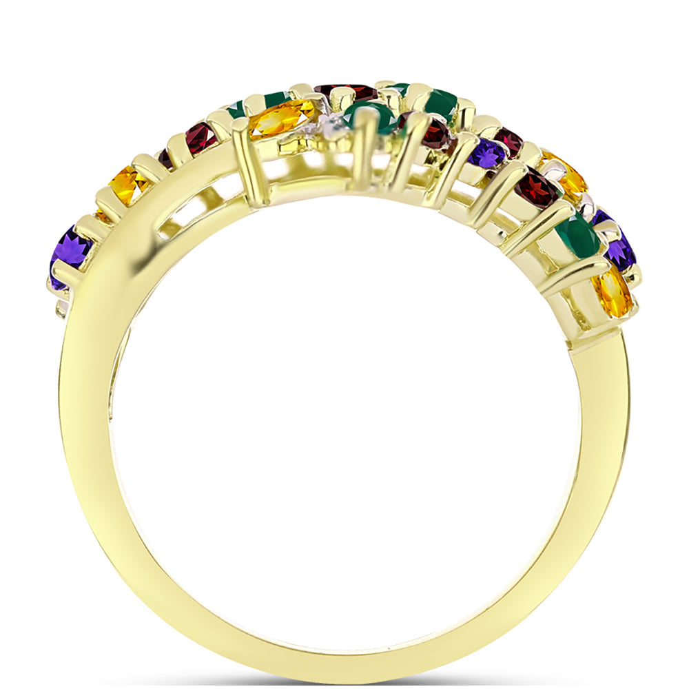 Goldplattierter Silberring mit marokkanischem Amethyst und Zitrin aus dem Ural 2 