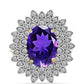 Goldplattierter Silberring mit marokkanischem Amethyst und weißem Topas