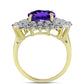 Goldplattierter Silberring mit marokkanischem Amethyst und weißem Topas