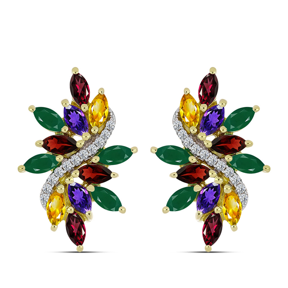 Goldplattierte Silberohrringe mit marokkanischem Amethyst und Zitrin aus dem Ural 1 