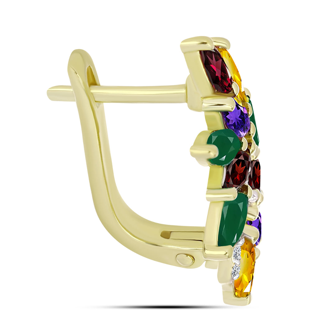 Goldplattierte Silberohrringe mit marokkanischem Amethyst und Zitrin aus dem Ural 2 
