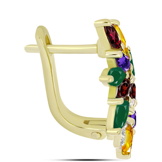 Goldplattierte Silberohrringe mit marokkanischem Amethyst und Zitrin aus dem Ural
