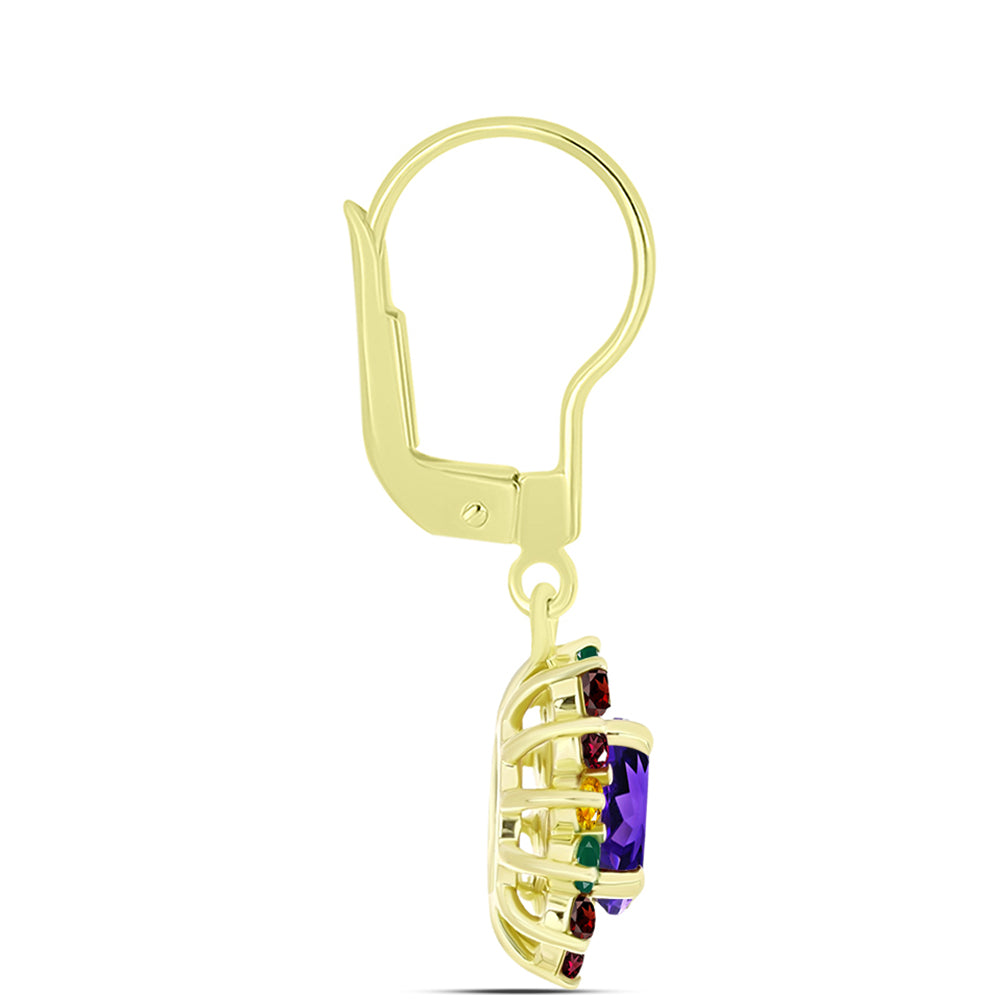 Goldplattierte Silberohrringe mit marokkanischem Amethyst und Zitrin aus dem Ural 2 