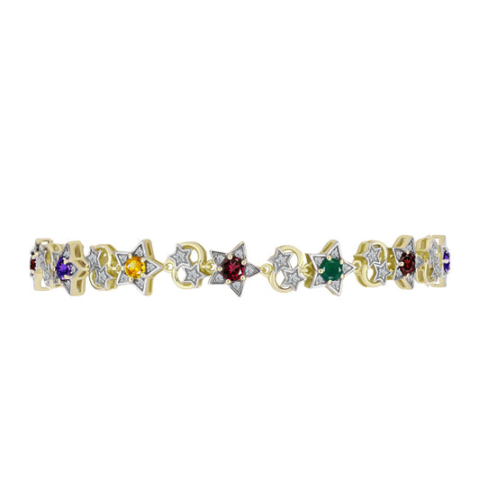 Goldplattiertes Silberarmband mit marokkanischem Amethyst und Zitrin aus dem Ural