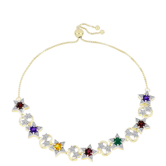 Goldplattiertes Silberarmband mit marokkanischem Amethyst und Zitrin aus dem Ural