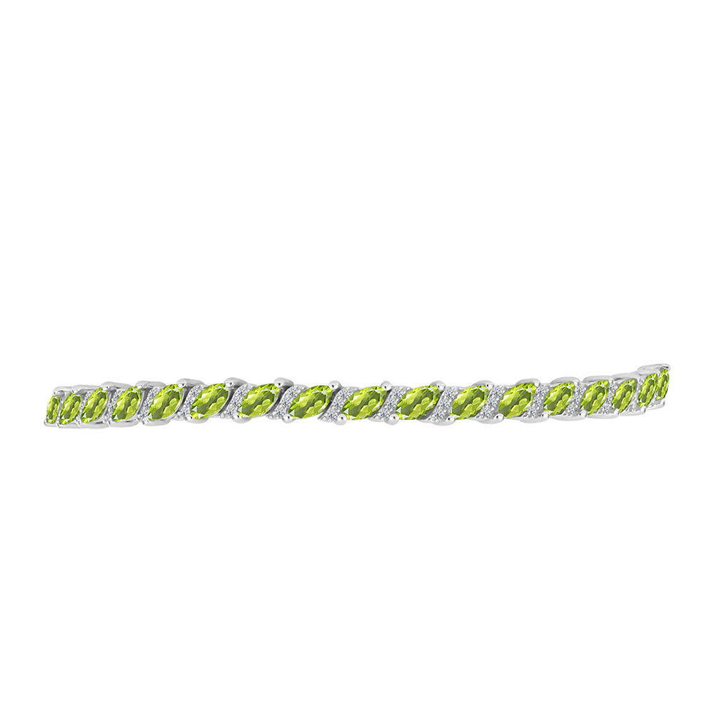 Silberarmband mit Peridot aus Changbai und weißem Topas