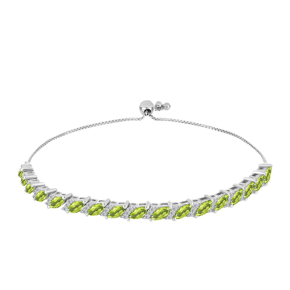 Silberarmband mit Peridot aus Changbai und weißem Topas