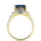 Goldplattierter Silberring mit blauer Druse und weißem Topas