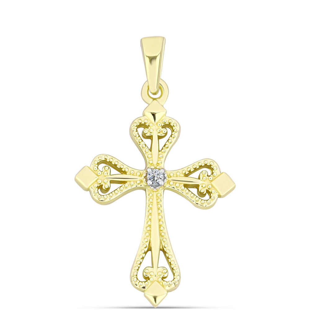 Goldplattierter Silberanhänger mit weißem Diamant 1 