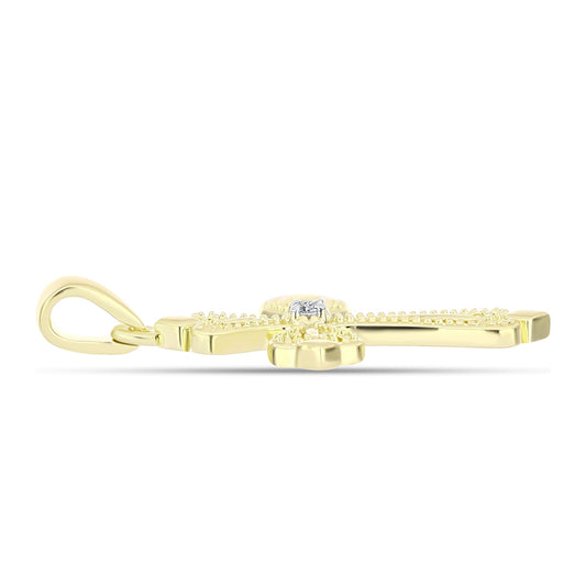 Goldplattierter Silberanhänger mit weißem Diamant
