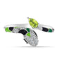 Silberring mit Peridot aus Changbai und schwarzem Spinell