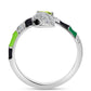 Silberring mit Peridot aus Changbai und schwarzem Spinell