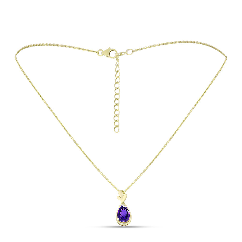 Goldplattierte Silberhalskette mit marokkanischem Amethyst 1 