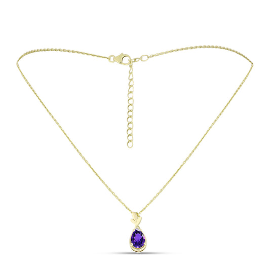 Goldplattierte Silberhalskette mit marokkanischem Amethyst