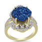 Goldplattierter Silberring mit blauer Druse und weißem Topas