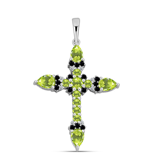 Silberanhänger mit Peridot aus Changbai und weißem Topas